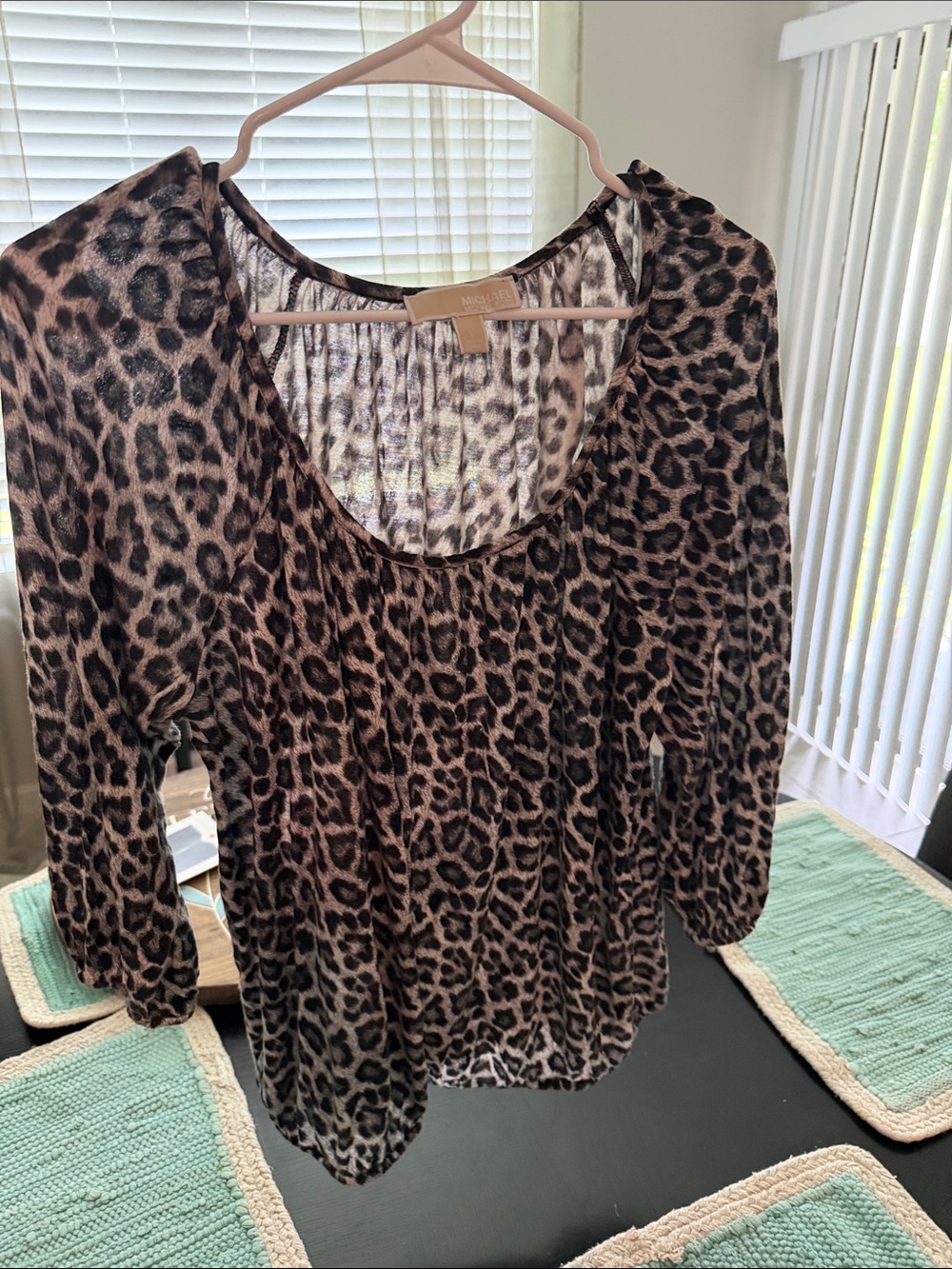 MICHAEL Michael Kors Leopard-Print Scoop Neck Blouse - Brown & Black